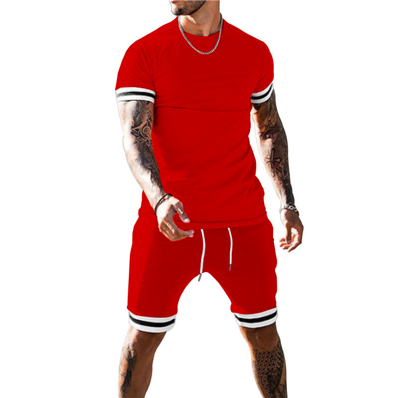 2022 verano transfronterizo europeo y americano Amazon WISH pantalones cortos de manga corta de dos piezas deportes casual traje juvenil