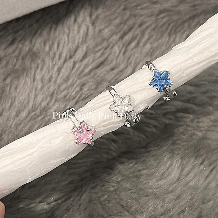 星星锆石小耳扣边缘扣耳骨钉养耳洞小耳圈耳环耳饰女小众设计感
