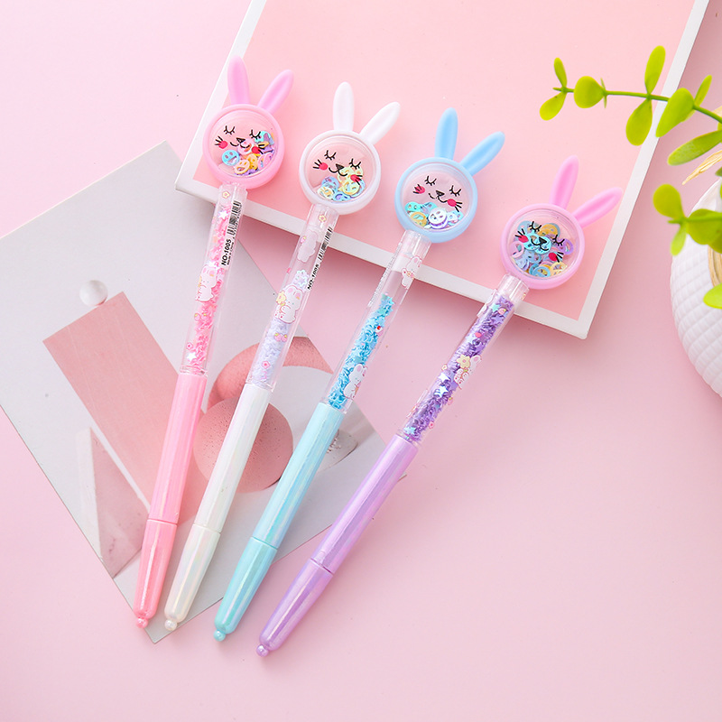 Bolígrafo de góner de arenas movedizas de conejo, herramienta de escritura para estudiantes de dibujos animados, bolígrafo de agua, bolígrafo de firma de oficina de alto valor al por mayor
