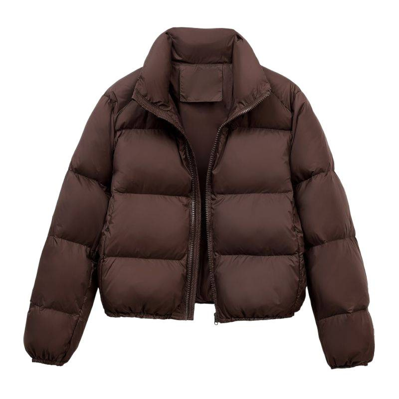 Nieuwe Europese Kendall Jenner-stijl korte witte donsjas/pufferjack voor dames, maat S, voor de winter van 2025._voghion.com
