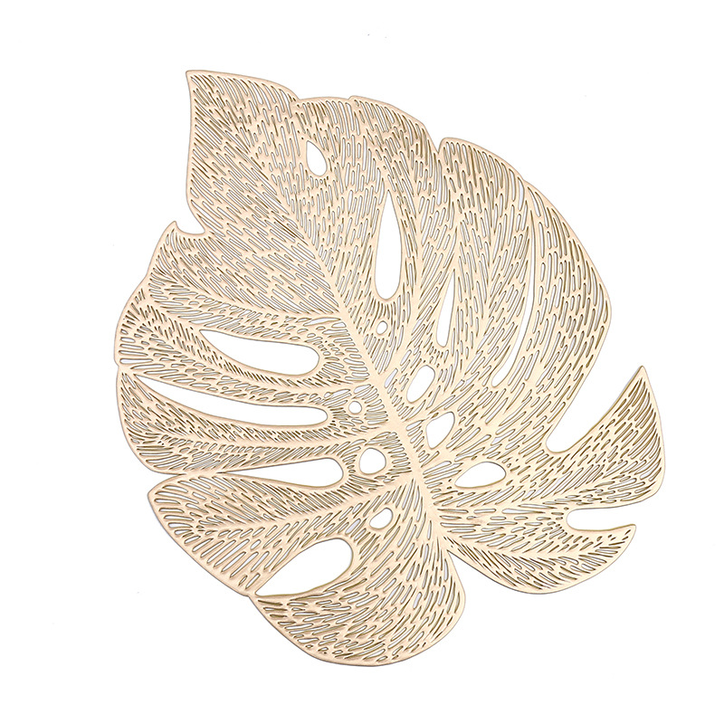 Mantel de PVC en forma de hoja romántica francesa, diseño de hoja creativa, cojín de aislamiento de restaurante de lujo simple y ligero, cojín impermeable