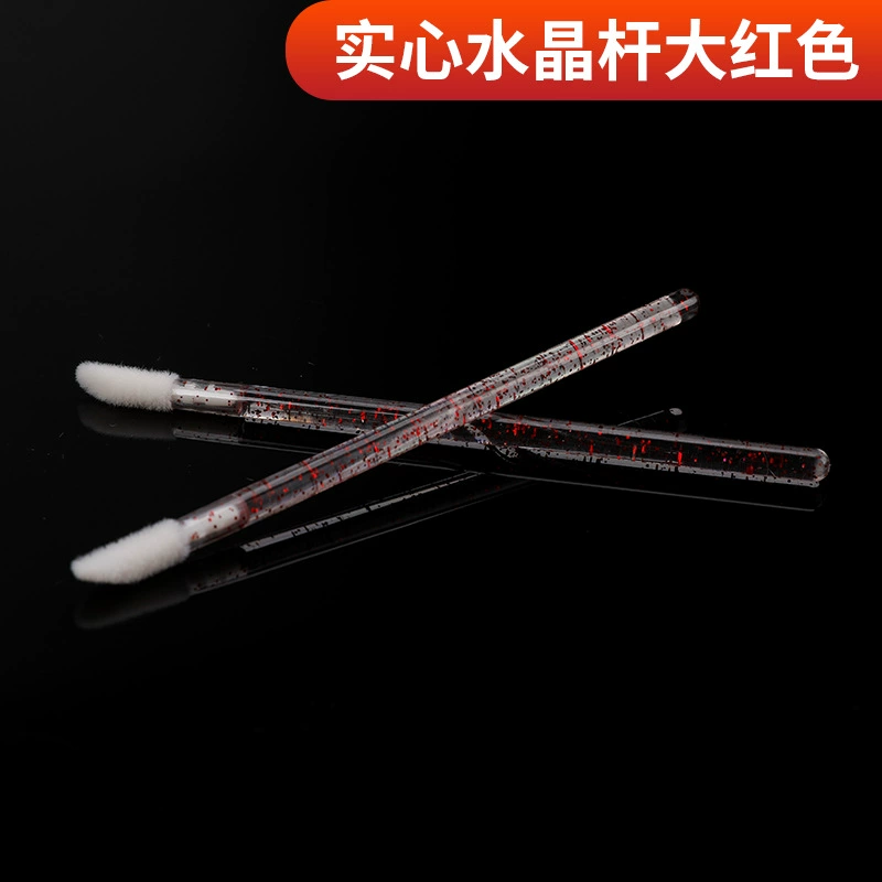 Disposable Lip Brush (Golden holes) Solid Crystal Rod, Fibrous Velvet Head, 92 mm