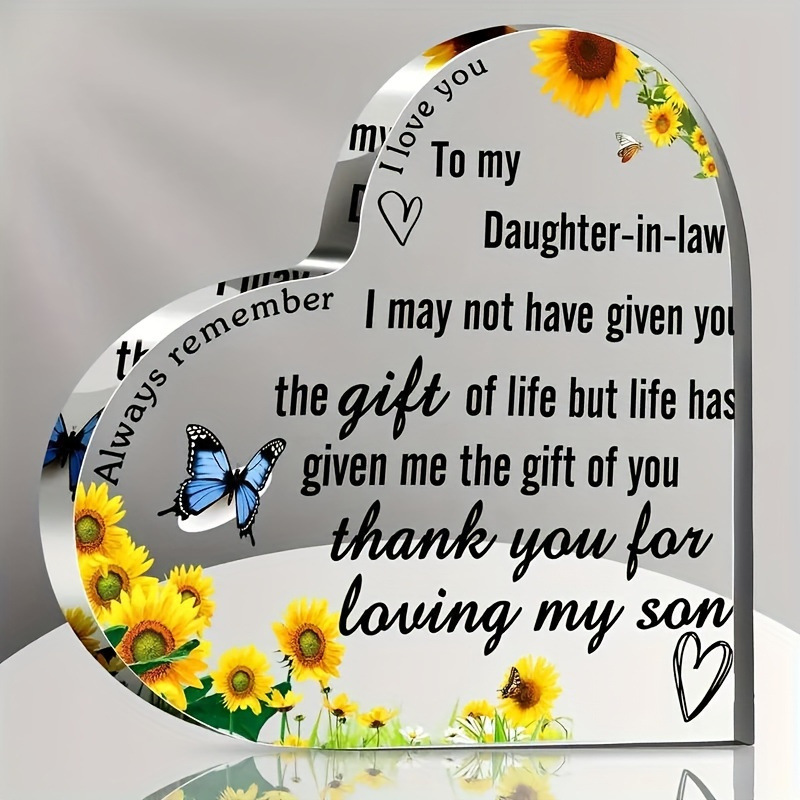 2D 平面，2D 平面 - 1 件，透明压克力心形纪念品装饰牌，送给媳