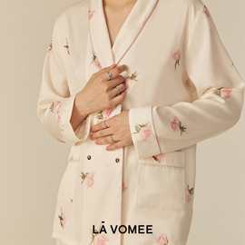 韩版秋季睡衣新款韩版时尚睡衣女冰丝绸长袖长裤两件套睡衣套