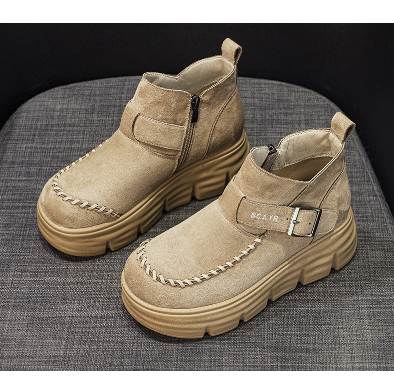 Giày boot nữ cổ cao đế dày tăng chiều cao phong cách Anh quốc cổ điển — M2961 màu đen, Lạc đà M2961, M2961 màu nâu, M2961 màu vàng chi tiết 23