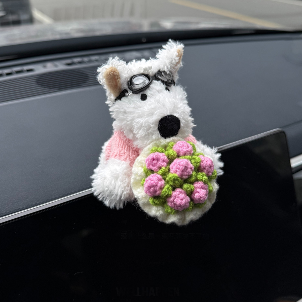 Cartoon Stuffed Plush Bouquet West Highland White Terrier Car Interior Decoration Dashboard Screen Lying Doll