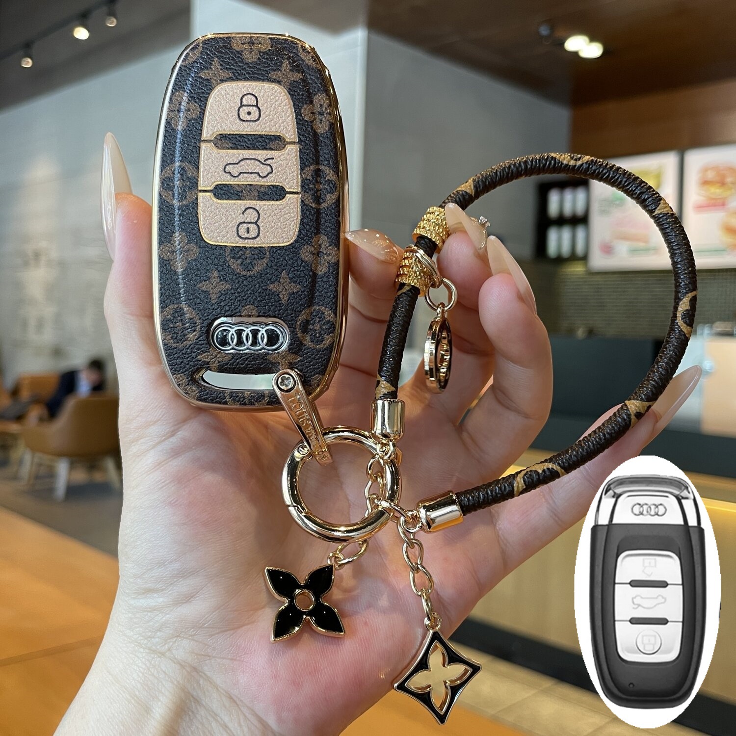 Suitable for Audi A6L Key Cover, A3 Dynamic Type, A7L High-End Model, Q6 Black Warrior Key Fob, A8/Q7/Q8/Q4 Full Cover