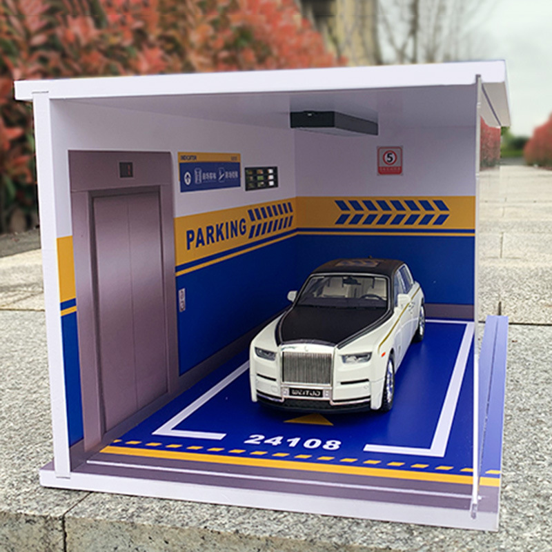 Comercio exterior al por mayor garaje transfronterizo con luces auto-instalado PVC aparcamiento adecuado para 1:18 montado adornos de pared de fondo