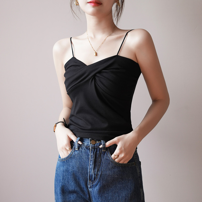 Black Camisole for Women, Summer Inner Wear, 2025 New Design, Niche Sexy Hot Girl Outer Wear Bottoming Top