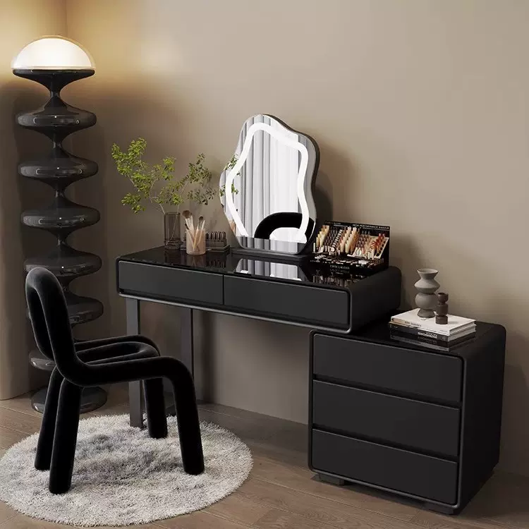 中古风梳妆台斗柜一体小户型家用卧室储物柜伸缩化妆桌床尾收纳柜