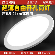 自由开孔面板灯超薄可调筒灯6w9w15w21w3寸4寸6寸圆形嵌入式孔灯