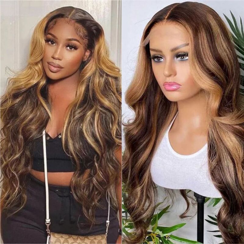 Front Lace Wig for Women with Middle Parting Large Wavy Long Curly Hair Fluffy Natural Full Headgear Frontlacewig Gradient