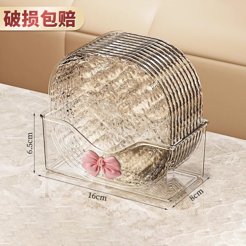 Transparent Glacier Pattern Bone-spitting Plate Fall-resistant Snack Fruit Plate Light Luxury High-end Household Dining Table Residue Tray Garbage Tray