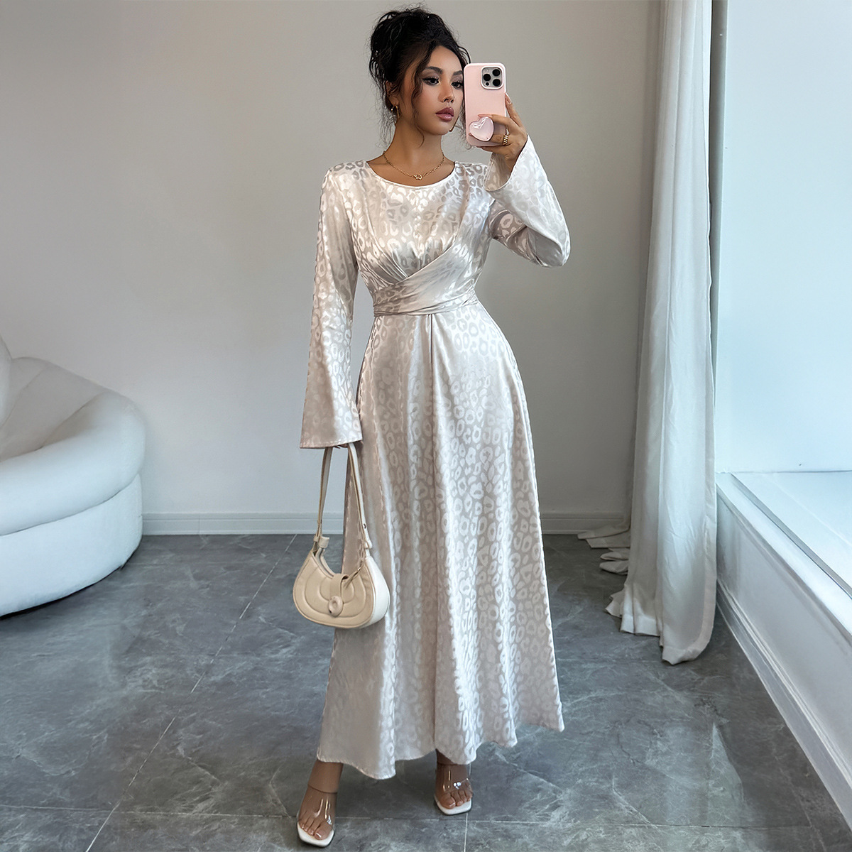 Women's Clothing Elegant High-Waisted Maxi Dress For Women Long-Sleeved European And American Style Autumn/Winter Fashion_ecoleips.com