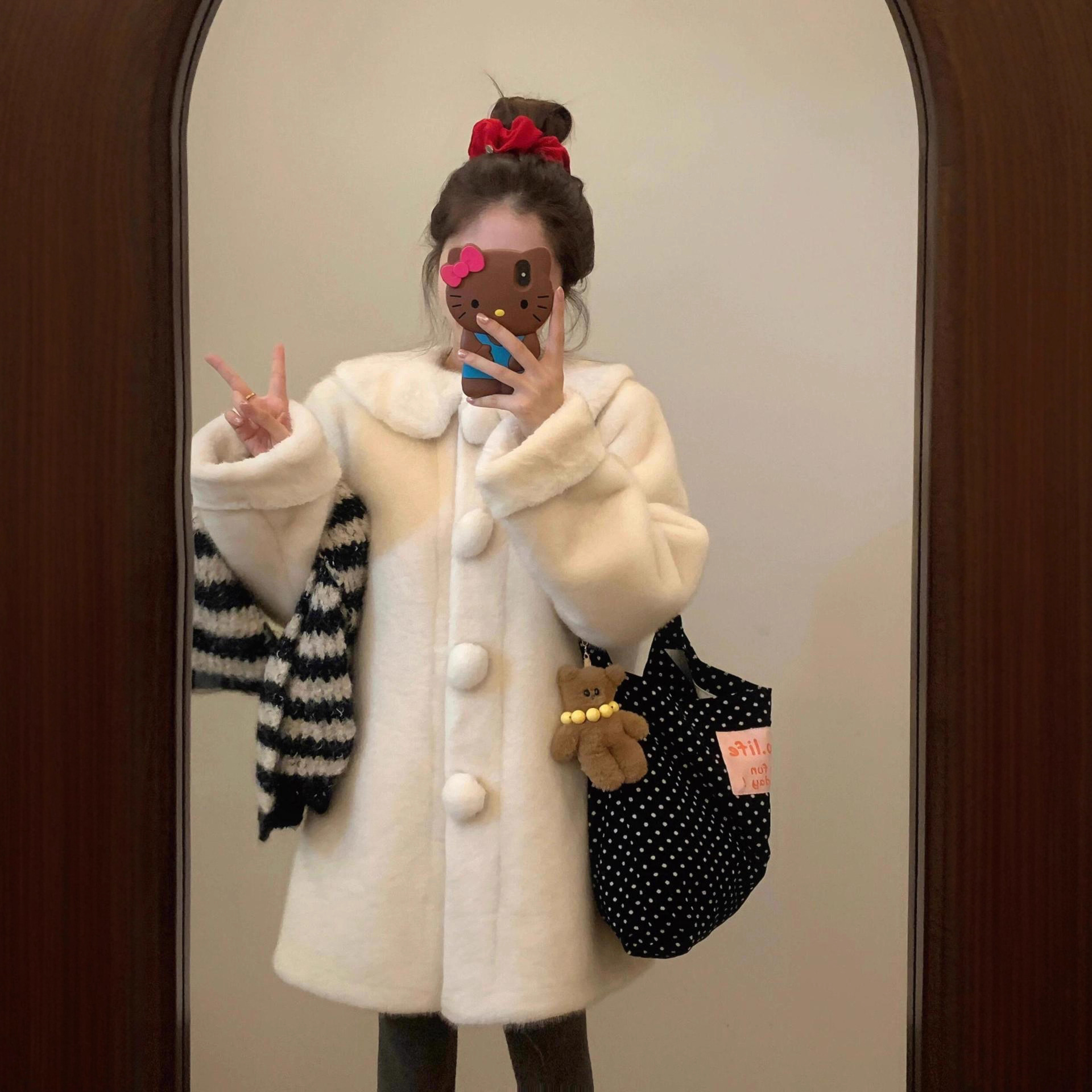 冬大衣加厚环保皮毛一体雪球水貂毛毛毛毛球中古皮草外套女中长款