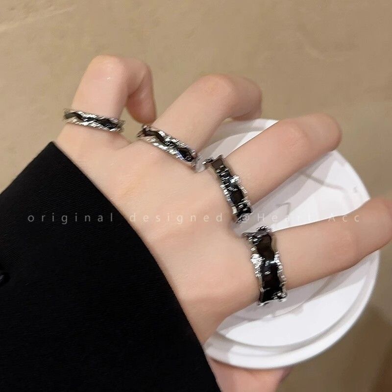 Black Drop Glaze Open Ring Women's Summer Ins Niche High-end Design Finger Ring Fashionable Personalized All-match Ring Black Drop Glaze Open Ring Women's Summer Ins Niche High-end Design Finger Ring Fashionable Personalized All-match Ring