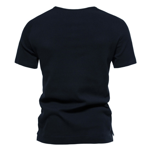 American Henry shirt short-sleeved men's tights round collar fitness casual quick-drying solid color stretch figure-fitting blouse T-shirt