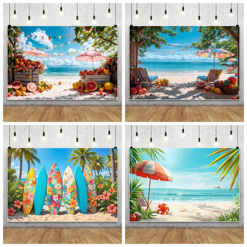 Foreign Trade Summer Tropical Seaside Palm Tree Beach Party Photo Photography Backdrop Material Banner