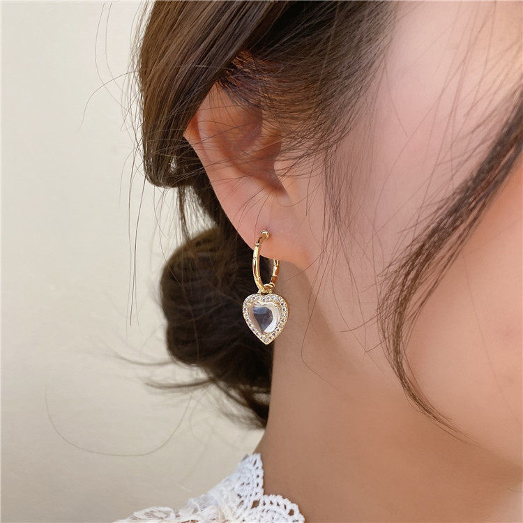 Korea Micro-inlaid Zircon Transparent Love Earrings S925 Silver Needle Earrings display picture 10