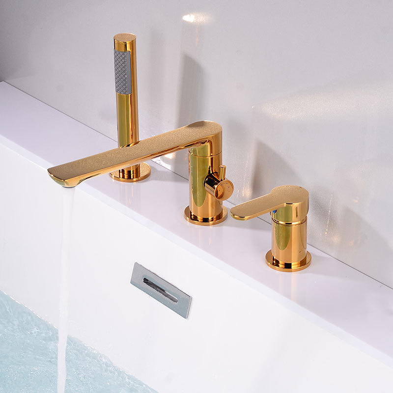 All-copper gun, grey bathtub faucet, side-mounted split hot and cold water faucet, three-piece set, bathroom showerhead, rotatable undefined