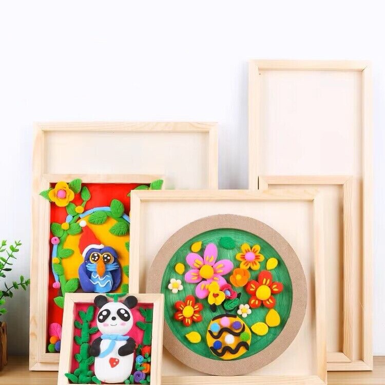 Kindergarten Creative Handmade DIY Wooden Stereo Picture Frame Clay Snowflake Mud Photo Frame Picture Frame Material