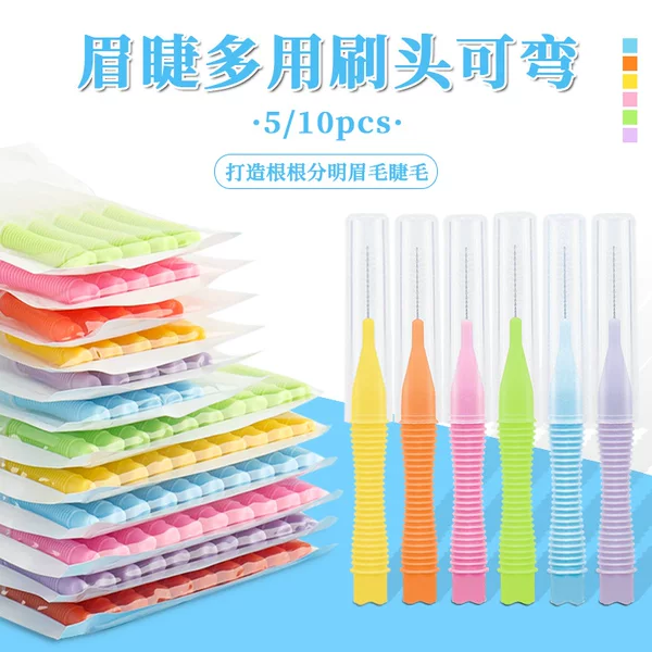 Wholesale Disposable Cylindrical Small Eyebrow Brushes 10 Pieces/Pack Cleaning Interdental Brushes Gap Brushes Portable Cap Eyelash Brushes