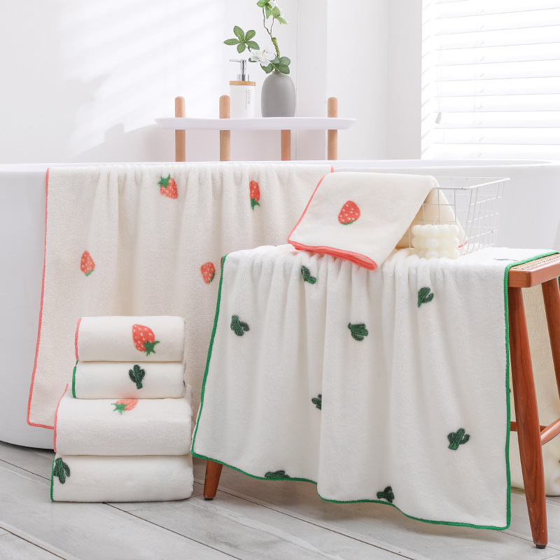 批發珊瑚絨毛巾浴巾子母套巾成人家用洗臉毛巾婚慶商超禮品套巾