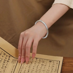 电镀厚银保色描金珐琅兰袂银手镯古风新款银镯子时尚百搭支持一件