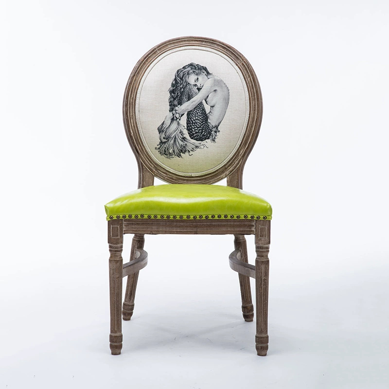 Silla de comedor de hotel, silla de café, silla de espaldas redondas retro idílica europea