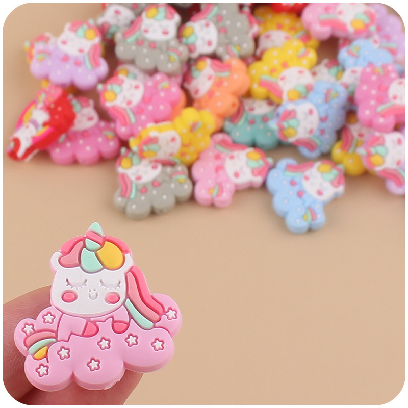 Nuevo bebé suministros dibujos animados lindo unicornio cuentas de silicona creativo DIY chupete cadena pulsera mordedor Accesorios
