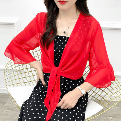 Chiffon Shawl Versatile have cash less than that is registered in the accounts braces skirt coat summer Large Cardigan Thin section skirt Outside the ride