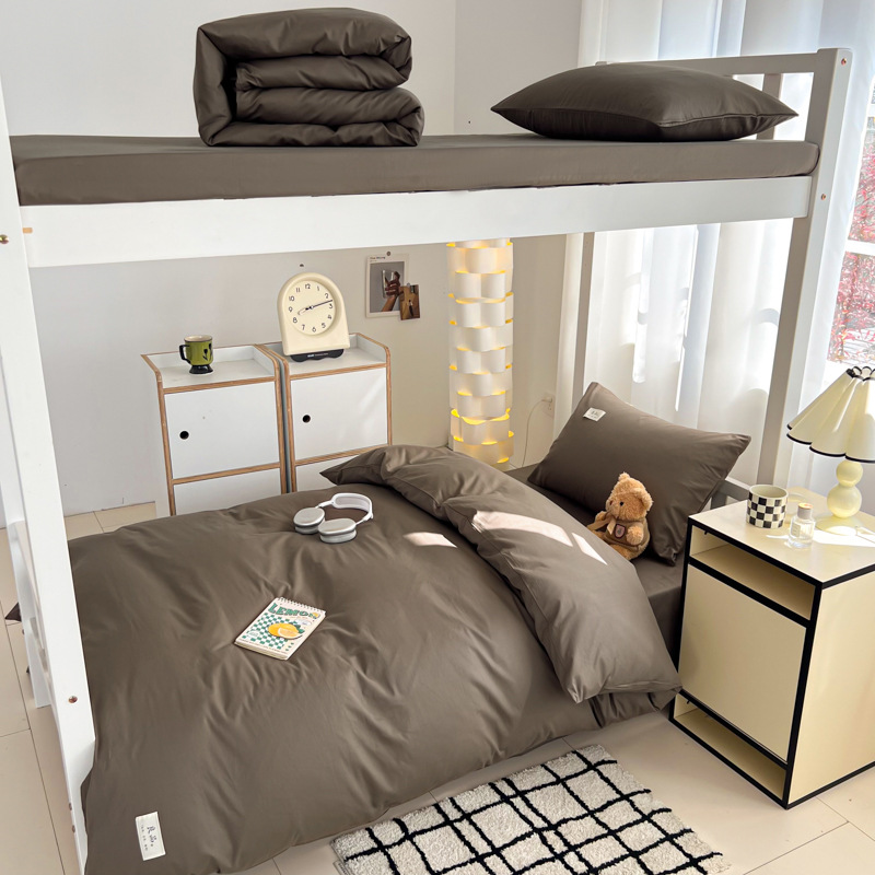 Verano de algodón simple cama de estudiante traje de tres piezas de algodón 2025 nuevo dormitorio individual funda de edredón traje de cuatro piezas