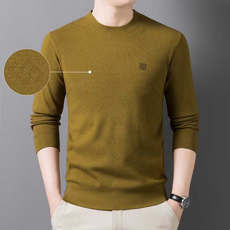 2025 New Autumn and Winter Men's Round Neck Long-Sleeved Knitwears Casual Thickeneded Bottoming Tops Fashionable Warm Knitwears for Men