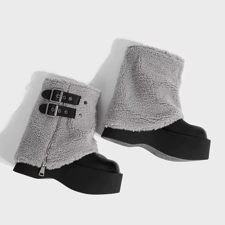 Platform Winter Boots, Women's Shearling-Style Lined, Warm Platform Sole, Sizes 35–40