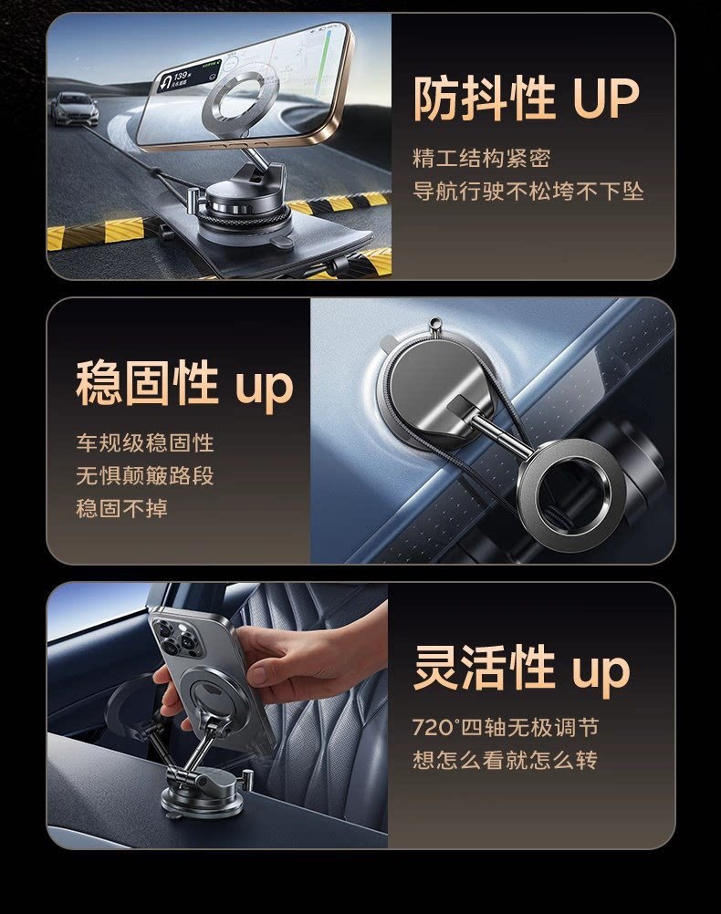 Cross-border car phone holder, car navigation, center console dashboard, vacuum suction cup, rotatable and fixed support for use in vehicles