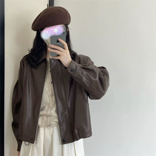 Spring Japanese retro polyurethane jacket, long-sleeve