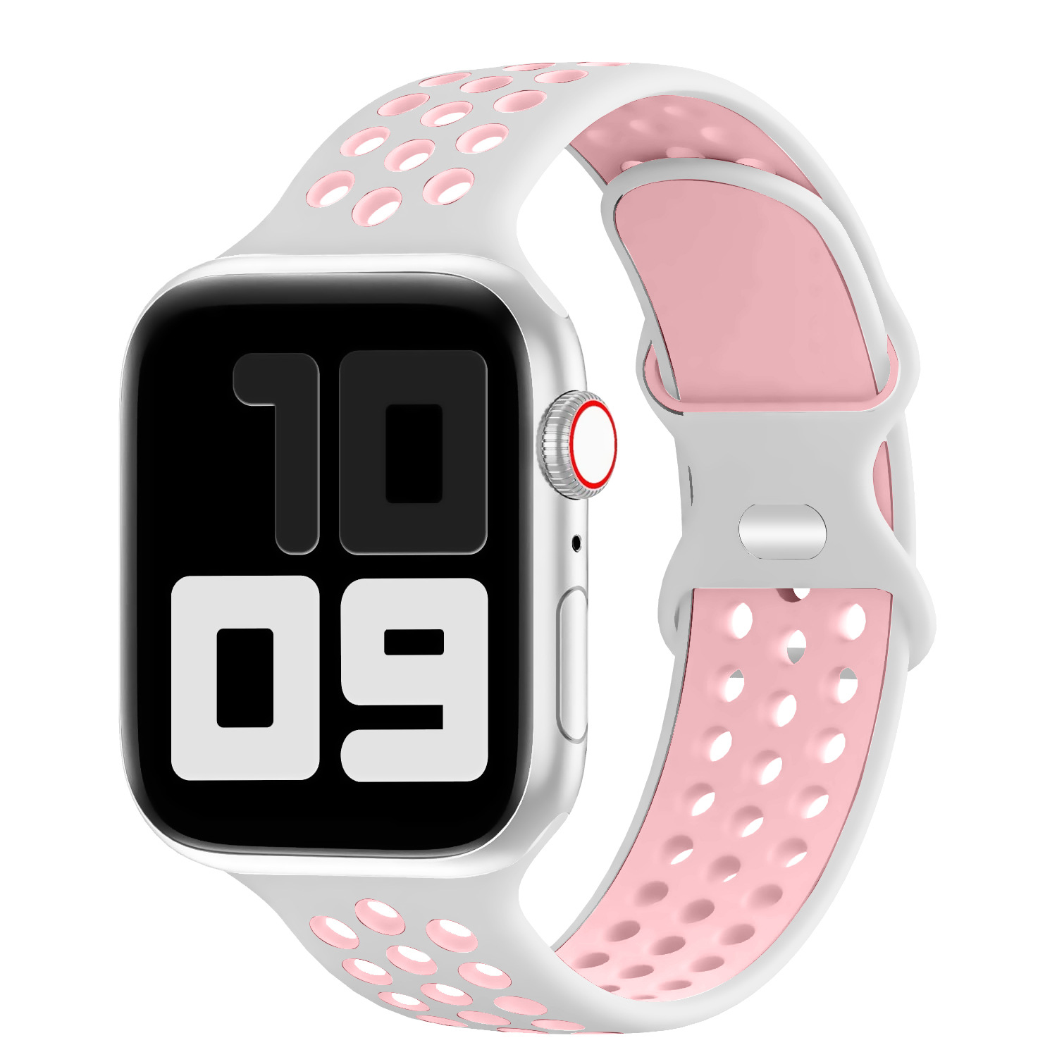 Correa de silicona de dos tonos para Apple Watch S9, estilo Nike con hebilla en forma de ocho.