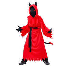 跨境爆款万圣节儿童死神扮演红色恶魔cos服派对服装搭配发光眼镜