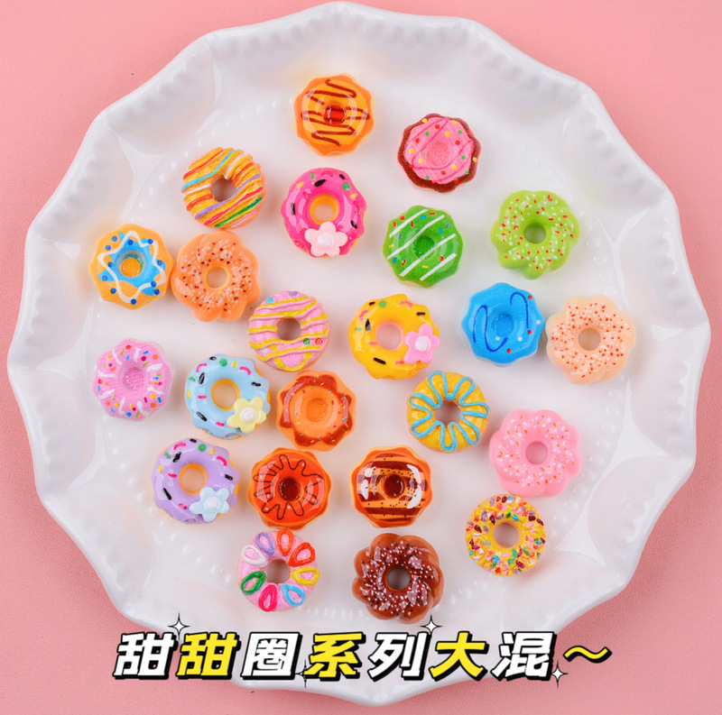 Miniature Food Toy Donut Artificial Mini Resin Small Accessories DIY Refrigerator Magnet Cream Glue Material Ornaments Food Toy