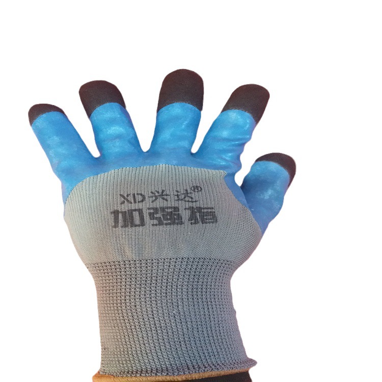 兴达透气王加强指尼龙浸胶皱纹发泡手套 劳保手套多功能防滑