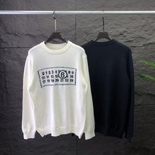 跨境平替欧美潮流休闲男女秋冬新款 MM6针织毛衣圆领长袖 速卖通