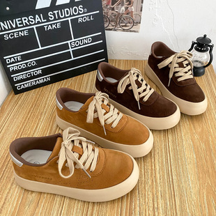 6591 Latex Insole Autumn and Winter Thick Sole Retro Board Shoes Women's Shoes 2024 New Niche Round Toe German Training Shoes Casual