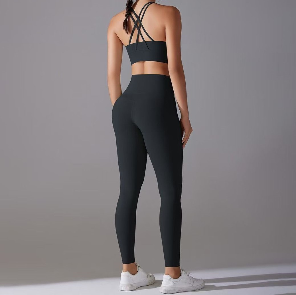 Cross-border red red esbelta cintura alta caderas sin pantalones sin líneas avergonzadas pantalones deportivos para correr fitness yoga