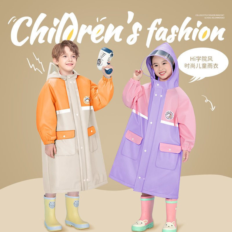 Wholesale children's raincoats in college style for kindergarten and older children, with space for a backpack, full-body coverage Wholesale children's raincoats in college style for kindergarten and older children, with space for a backpack, full-body coverage