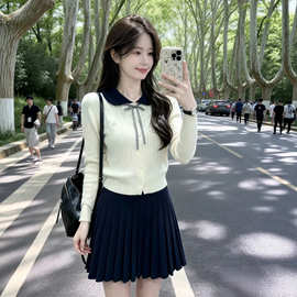 2026年好看的一整套女秋冬设计感收腰显瘦针织衫上衣半身裙两件套