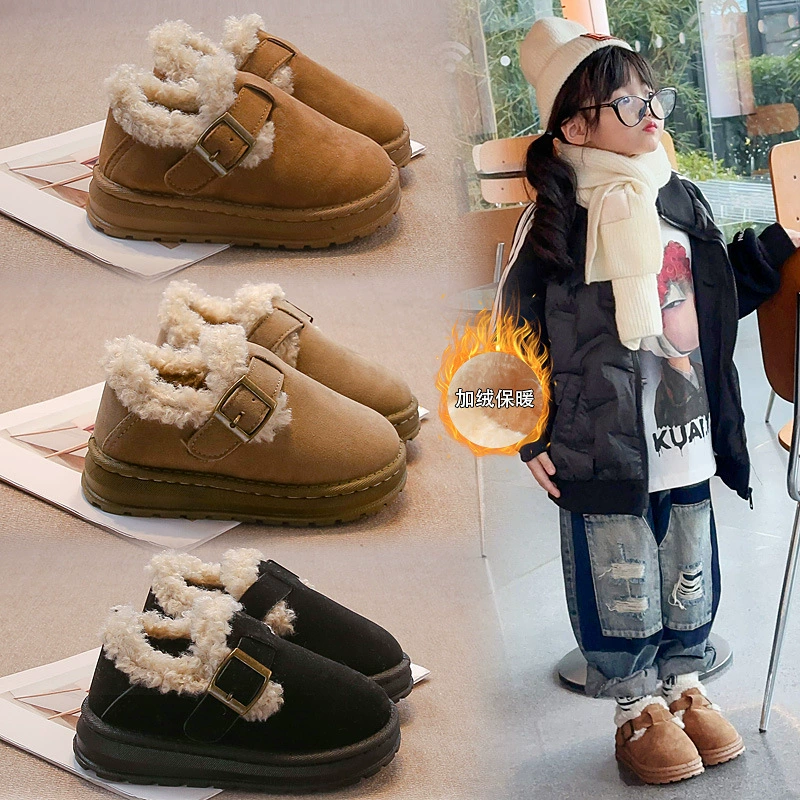 Обувь для девочек хлопчатобумажные ботинки зимние 2024 новые детские ботинки Birken плюшевые толстые большие детские нескользящие ботинки для мальчиков