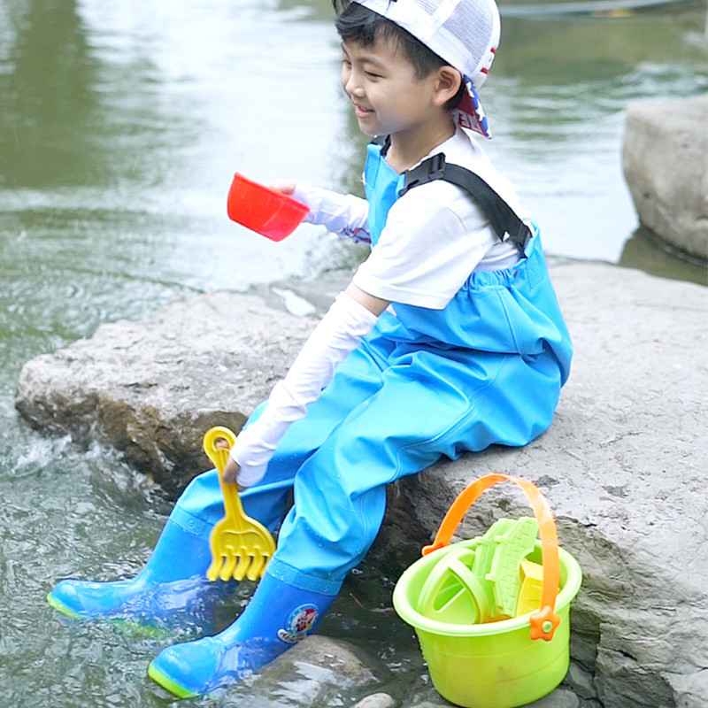 Children's One-Piece Waders, Kindergarten Waterproof Clothes, Playing in the Sea, Men's and Women's Rain Boots, Fish Catching Rain Pants, Beach