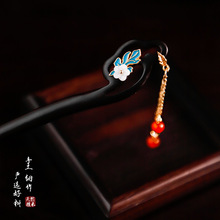 好货天然黑檀木女古风汉服旗袍新中式马面裙配饰发饰盘发簪子