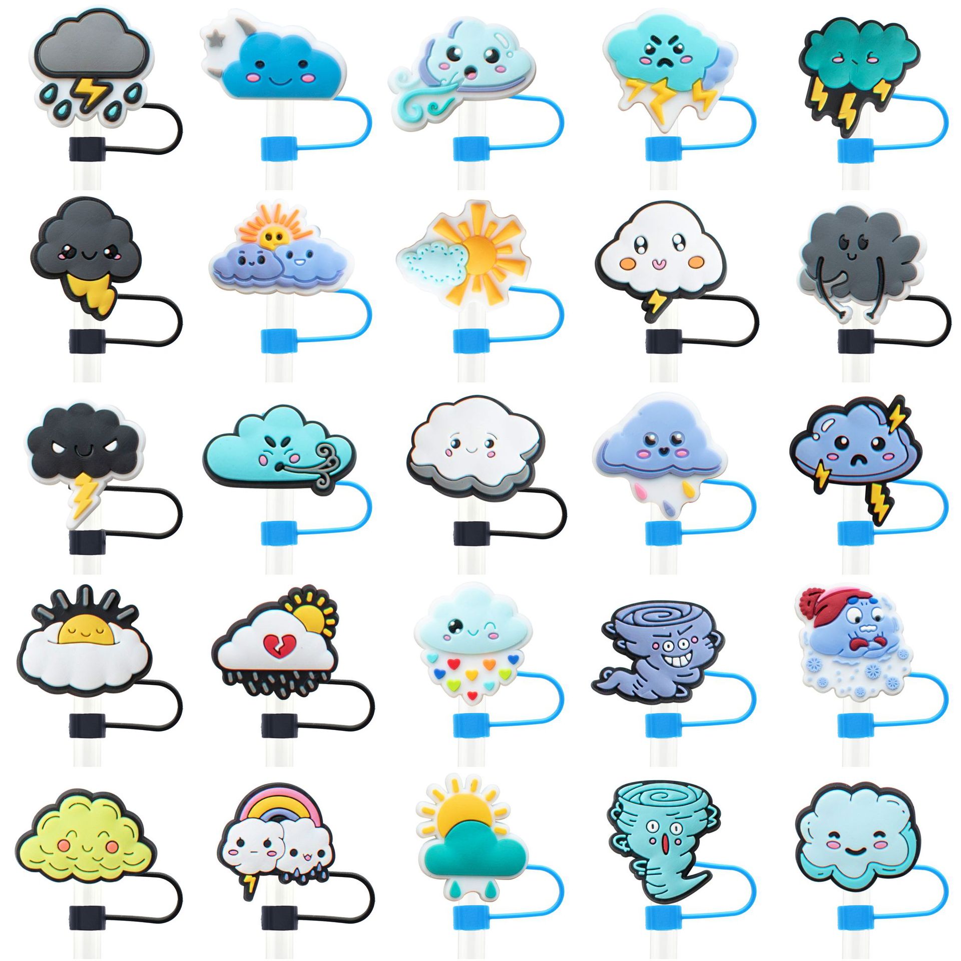 可爱卡通云朵系列吸管帽10mm软胶创意天气装饰吸管帽吸管套跨境
