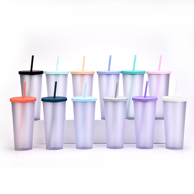 2022 New Double Plastic Straw Cup Outdoor Sports Cup display picture 4